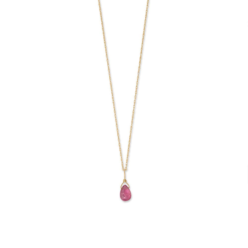 14k Yellow Gold Gemstone Birthstone 16" Necklace (January - December)