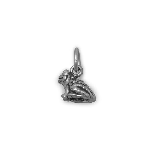 Sterling Silver Oxidized Toad Bracelet Charm