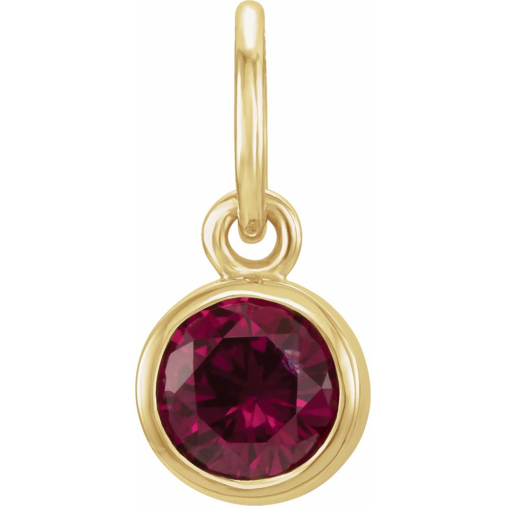 Genuine 14k Yellow Gold 4mm Round Garnet CZ Birthstone Women's Bracelet Charm