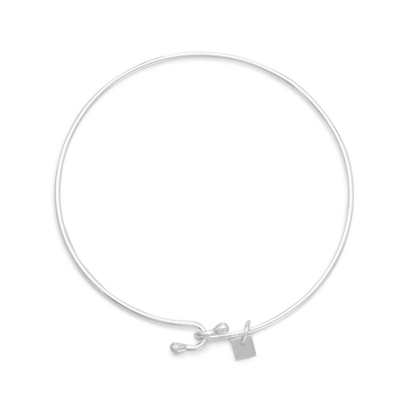 Sterling Silver Wire Bangle with Bead Ends for Charm Bracelet