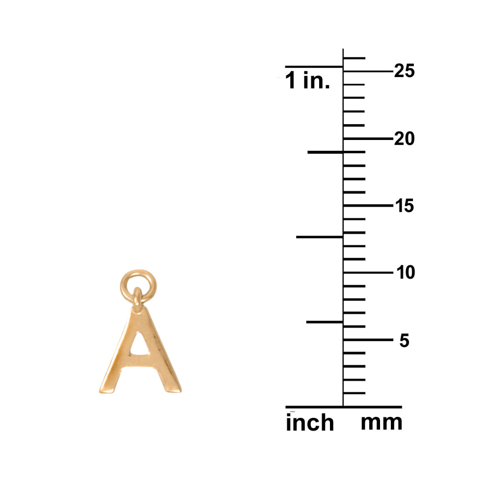 14k Gold Plated 925 Silver Polished Alphabet ABC Initial Women's Charm for Bracelet or Necklace