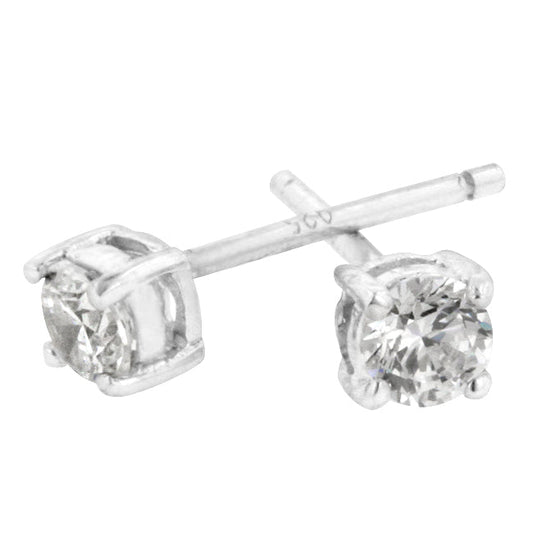 Sterling Silver 3 mm Round Cubic Zirconia Earrings