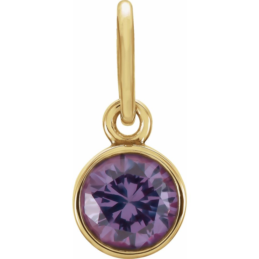 Genuine 14k Yellow Gold 4mm Round Alexandrite CZ Birthstone Bracelet Charm