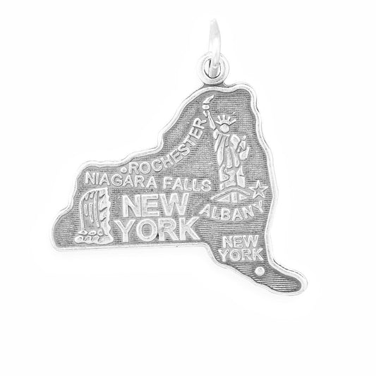 Authentic 925 Sterling Silver New York State Women's Charm for Bracelet or Necklace