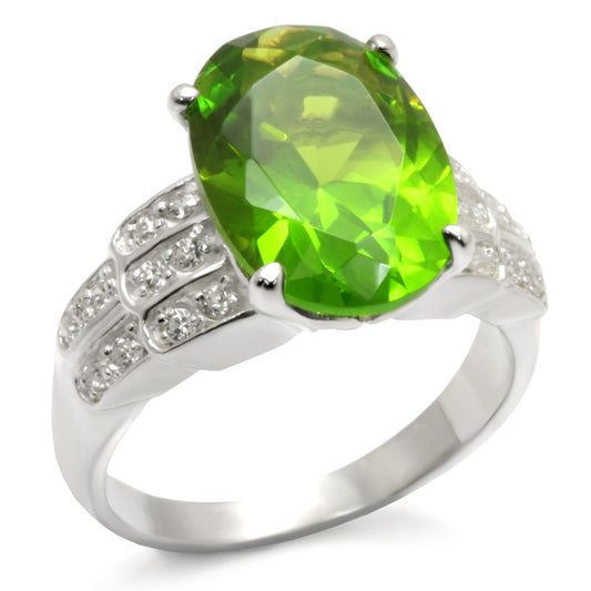 High Polished 925 Sterling Silver Ring with Synthetic in Peridot