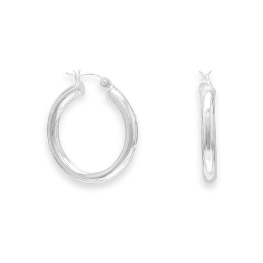 Sterling Silver 28-mm Tube Hoop Earrings