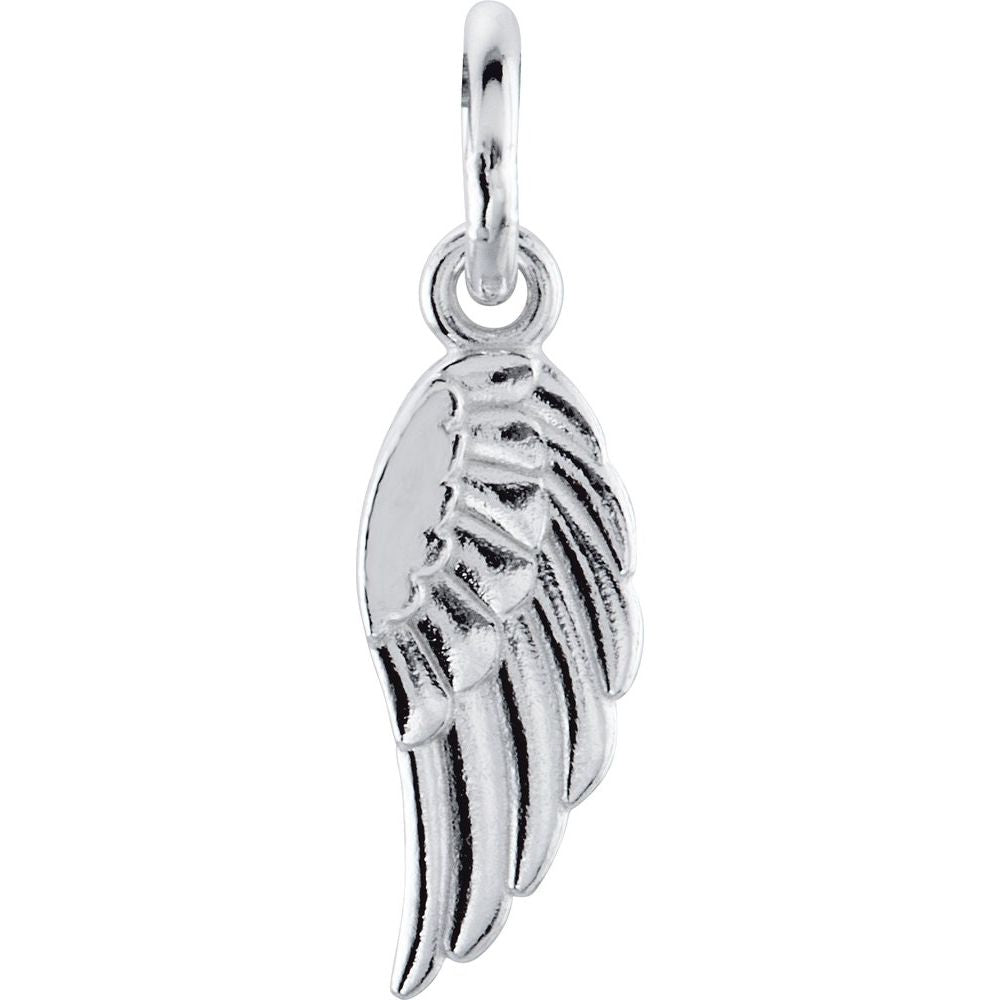 Genuine 14K White Gold 3/4" Angel Wing Women's Bracelet Charm