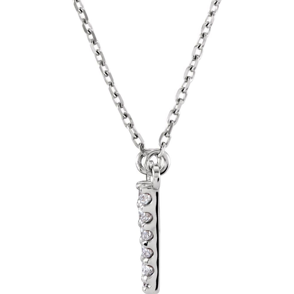 Genuine 14k White Gold 1/8ct Diamond 0.44" Letter V Pendant 16" Initial Necklace