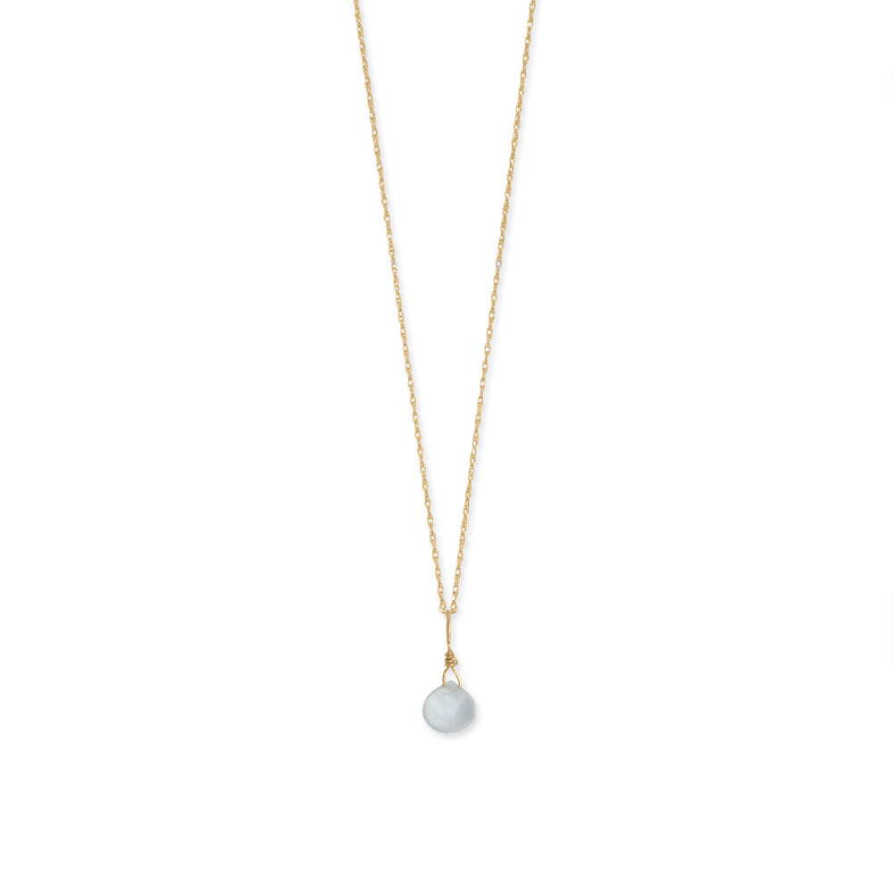 14k Yellow Gold Gemstone Birthstone 16" Necklace (January - December)