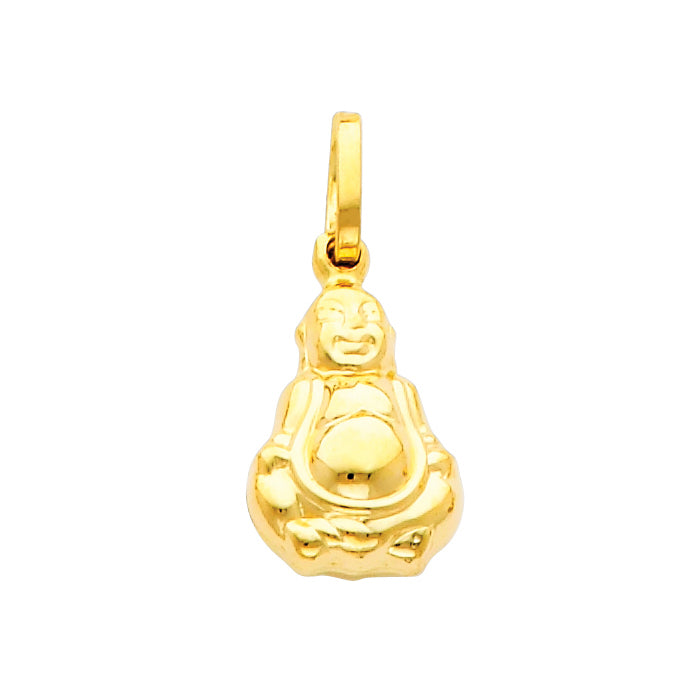 Genuine 14k Yellow Gold 0.61" Small Hollow Buddha Pendant for Men and Women - Lucky Protection Charm, Buddhism Jewelry, Father's Day, Anniversary, Birthday