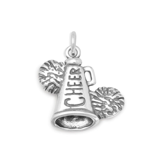 Sterling Silver Megaphone/Pom Poms Charm