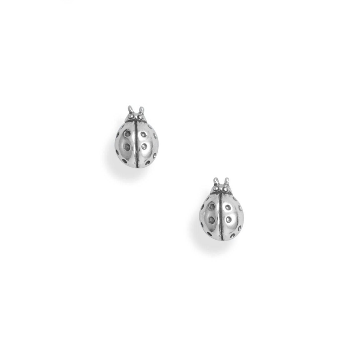 Oxidized Sterling Silver Ladybug Stud Earrings