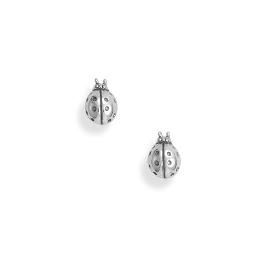 Oxidized Sterling Silver Ladybug Stud Earrings