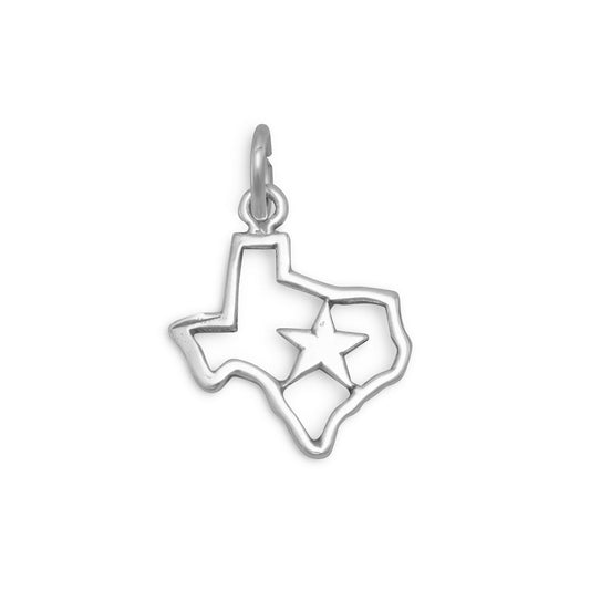 Authentic 925 Sterling Silver Texas with Star Women's Charm for Charm Bracelet or Necklace