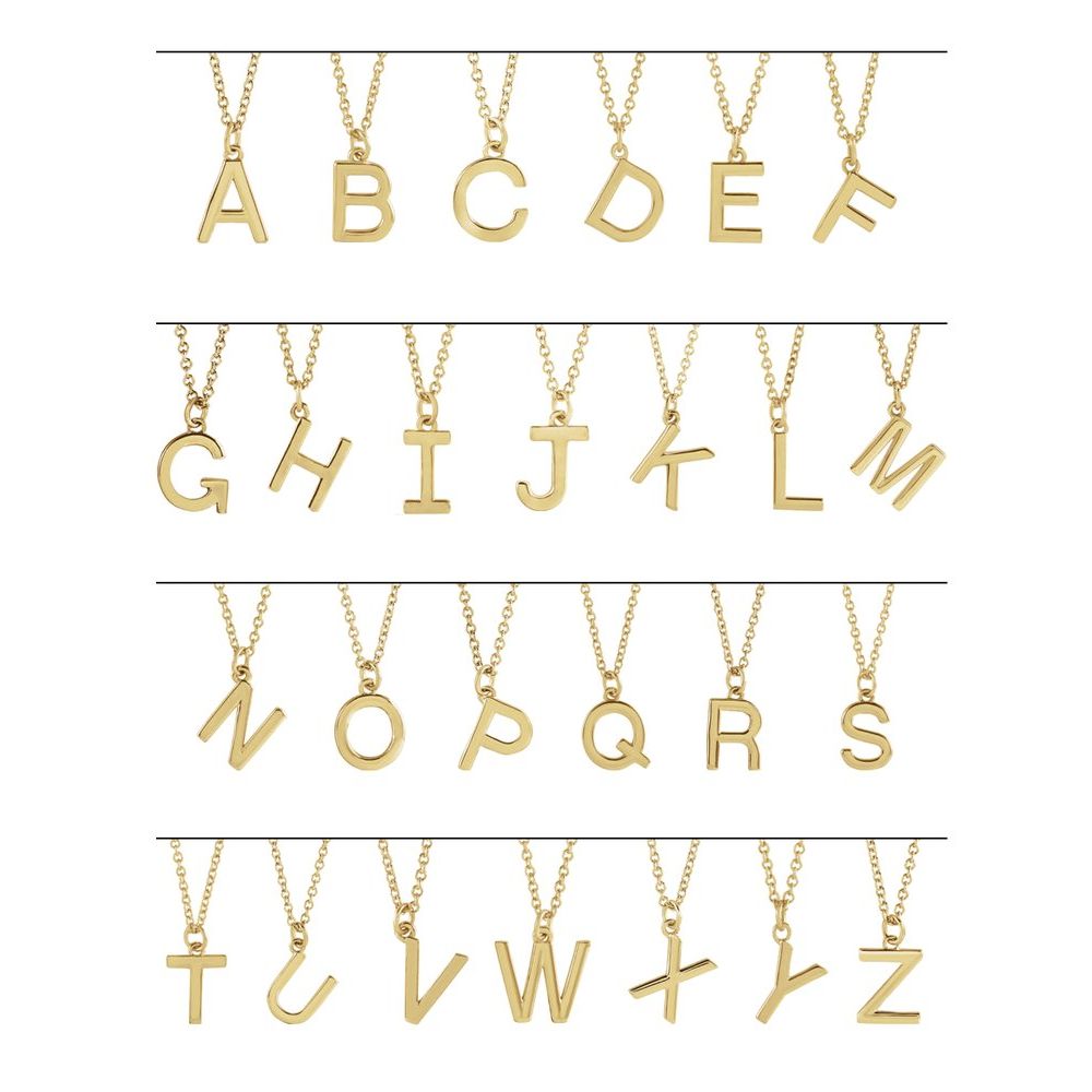 18K Yellow Gold Plated 925 Silver 0.37" Letter E Dangling 18" Initial Necklace