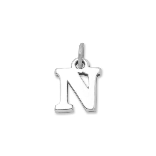 Authentic 925 Sterling Silver Oxidized Block Letter N Women's Charm for Bracelet or Necklace