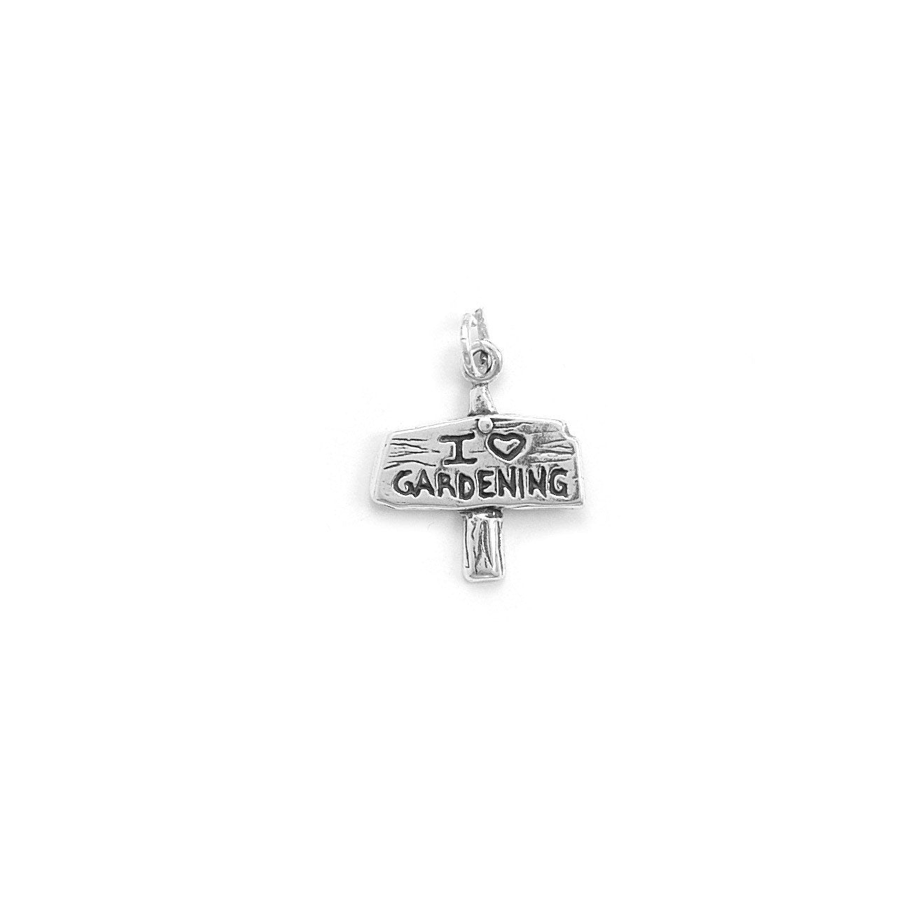 Authentic 925 Sterling Silver I Love Gardening Sign Women's Charm for Bracelet or Necklace