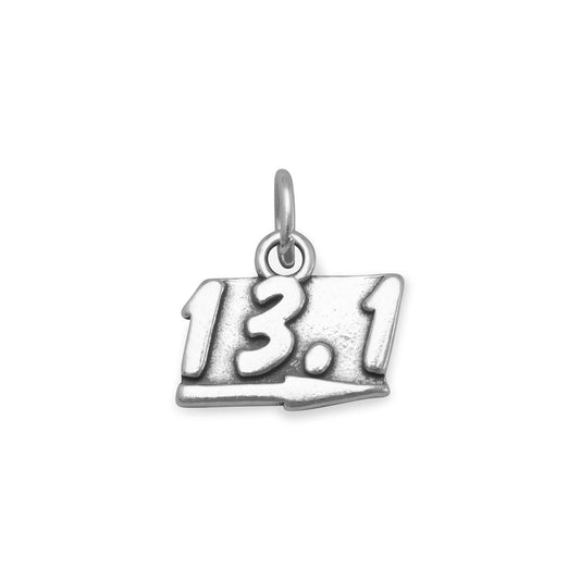 Authentic 925 Sterling Silver Oxidized "13.1" Women's Charm for Bracelet or Necklace