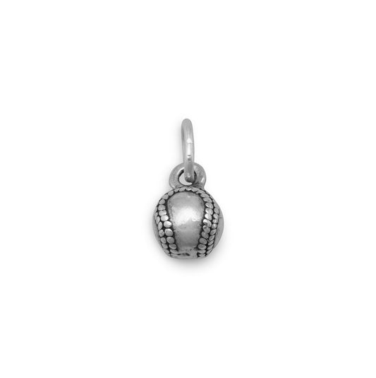 Sterling Silver Oxidized Baseball Charm