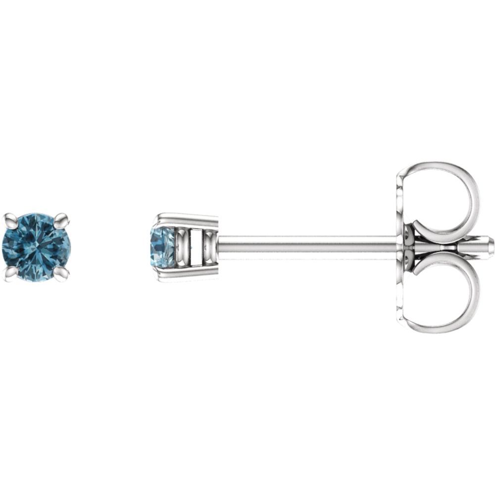 14k White Gold 2.5 mm Natural Sky Blue Topaz Stud Earrings