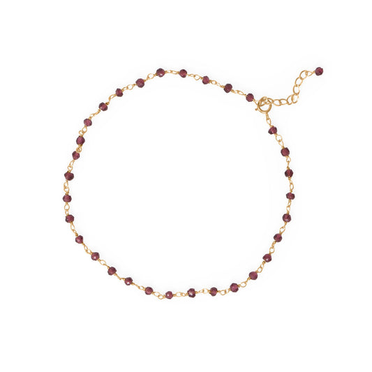 14k Gold Plated Sterling Silver Red Garnet Anklet