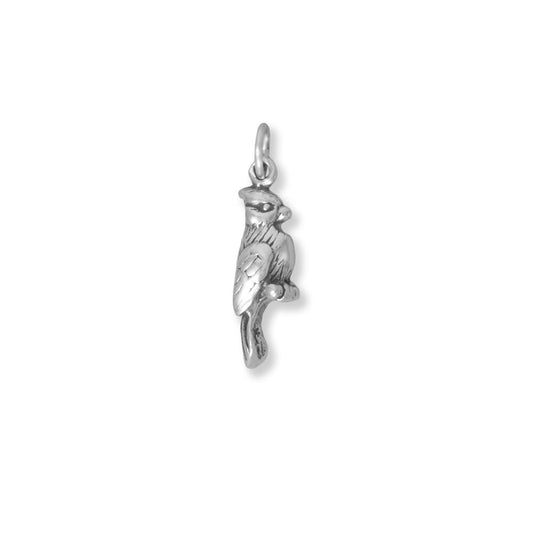 Authentic 925 Sterling Silver 3D Pretty Cardinal Bird Women's Charm for Bracelet or Necklace