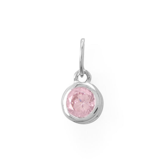 Round CZ October Birthstone Charm