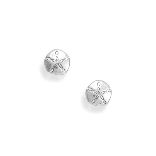 Oxidized Sterling Silver Sand Dollar Stud Earrings