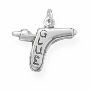 Sterling Silver Oxidized Glue Gun Charm