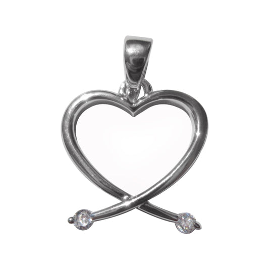 Sterling Silver Heart Shaped Cubic Zirconia Pendant Charm