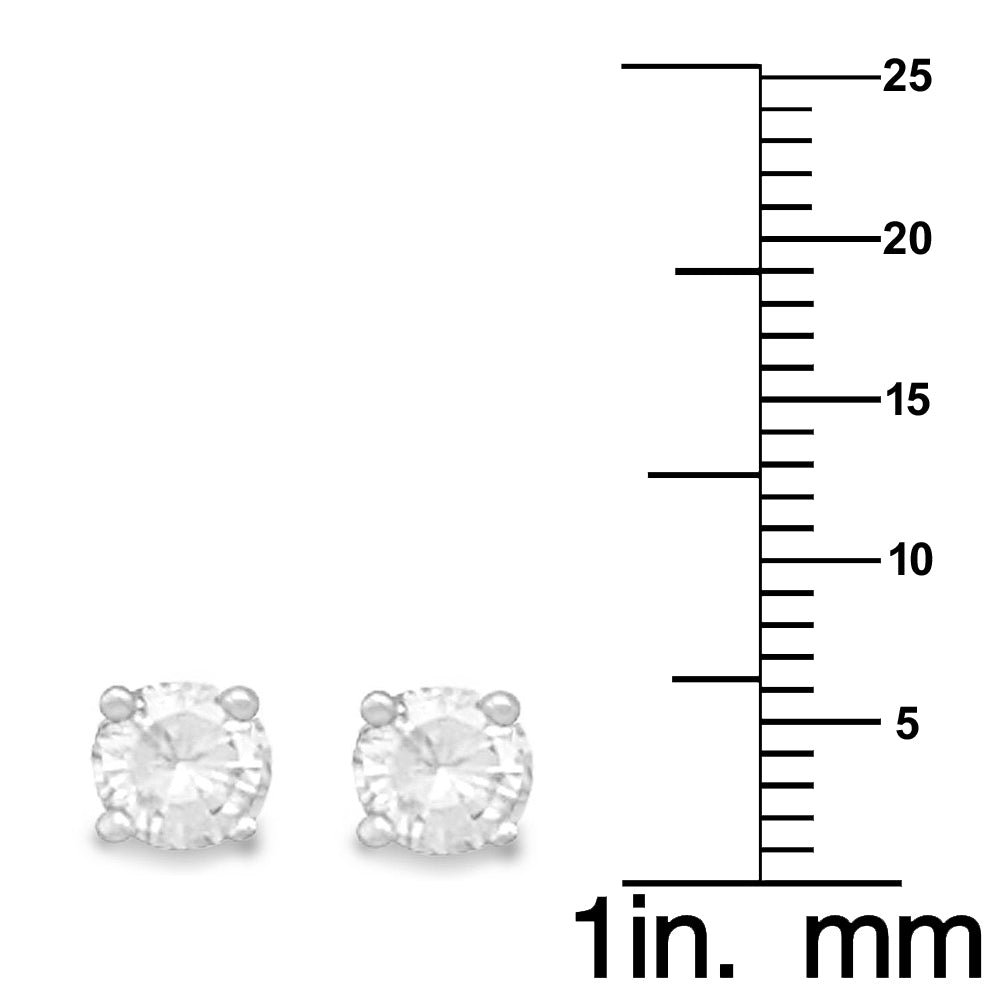 Sterling Silver April Birthstone Cubic Zirconia Stud Earrings