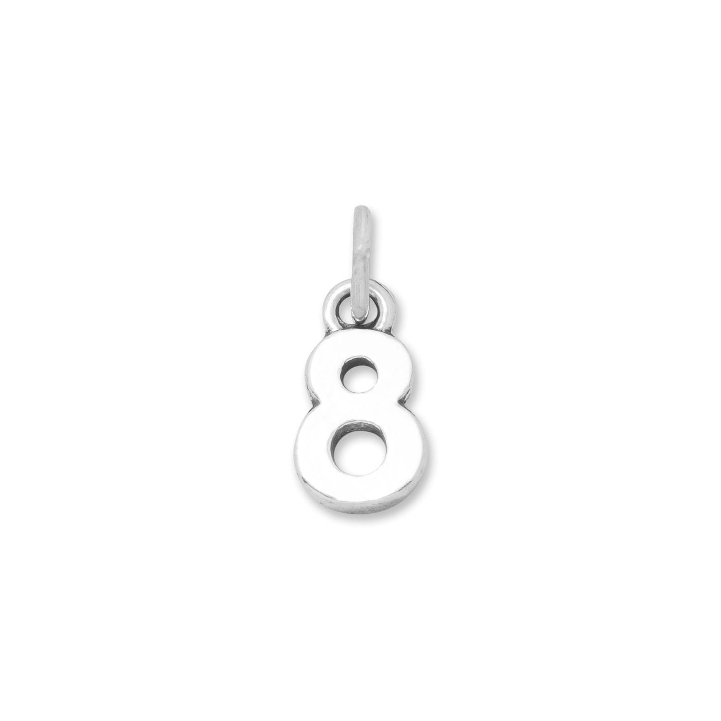 Authentic 925 Sterling Silver Oxidized "8" Women's Charm for Bracelet or Necklace