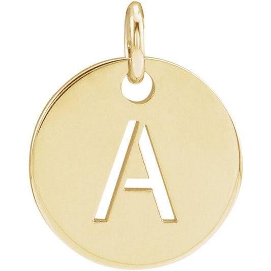 18k Gold Plated 925 Silver Initial A Disc 0.39" Pendant for Men or Women