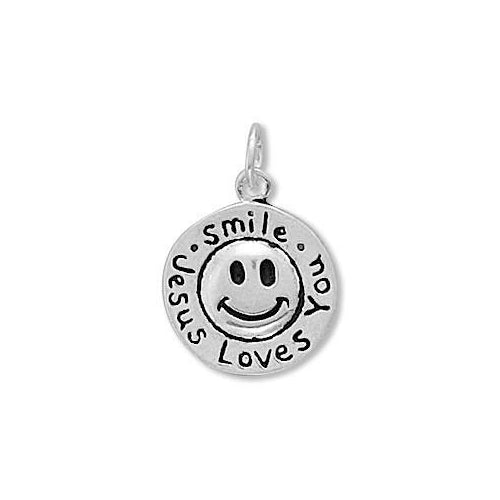 Sterling Silver Smile Jesus Loves You Charm