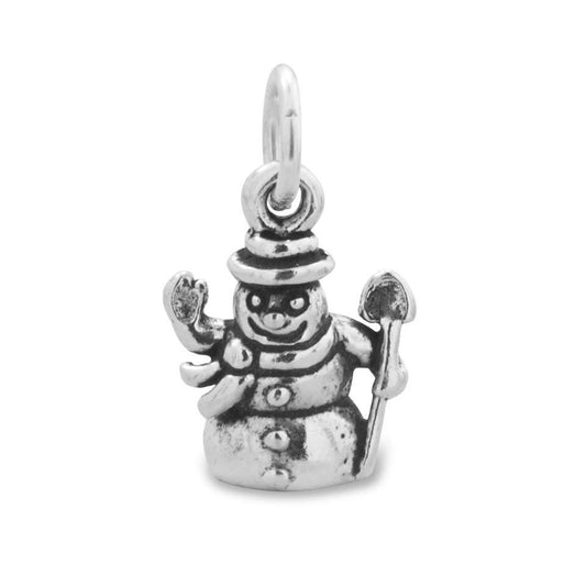 Sterling Silver Oxidized Snowman Charm