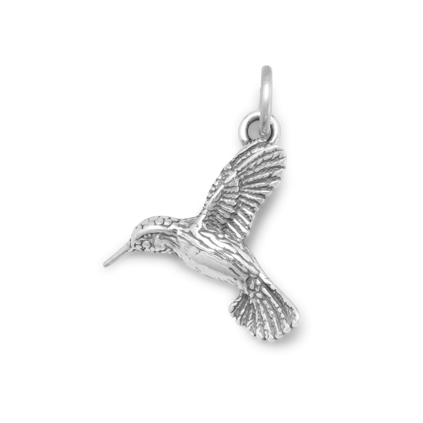 Authentic 925 Sterling Silver Oxidized Hummingbird Women's Charm for Bracelet or Necklace