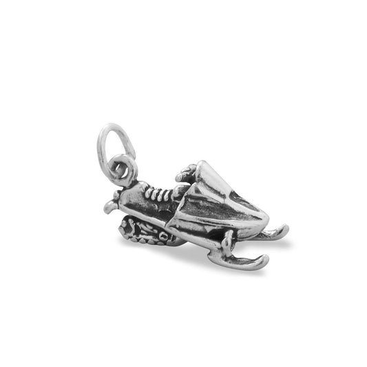 Sterling Silver Oxidized Snowmobile Charm