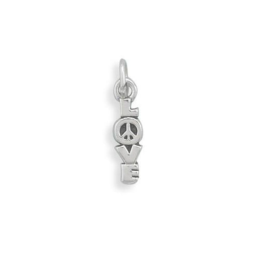 Sterling Silver Love Charm with Peace Sign