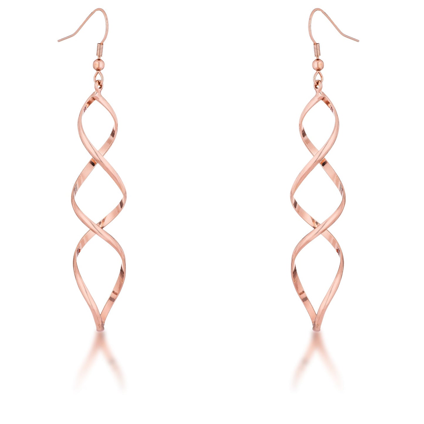 Rose Goldtone Twisting Dangling Earrings