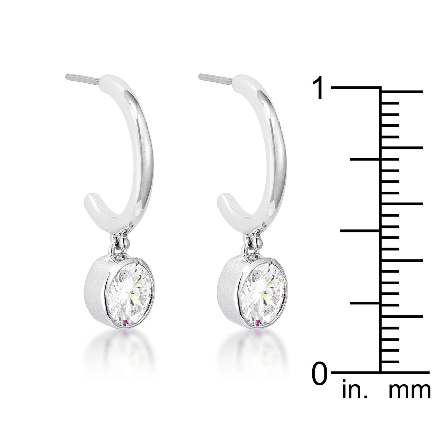 Silvertone Dangling Cubic Zirconia Semi-Hoop Earrings