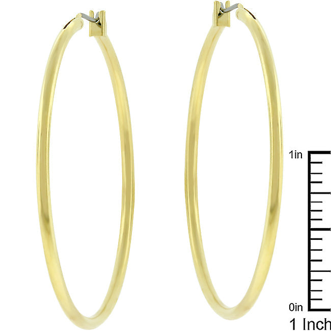 Goldtone 45mm Round Hoop Earrings