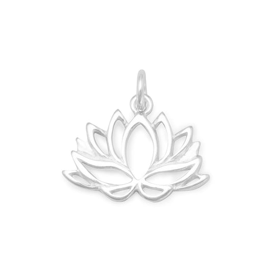 Authentic 925 Sterling Silver Lotus Flower Women's Charm for Bracelet or Necklace