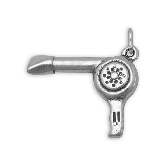 Authentic 925 Sterling Silver Hair Blowdryer Women's Charm for Bracelet or Necklace