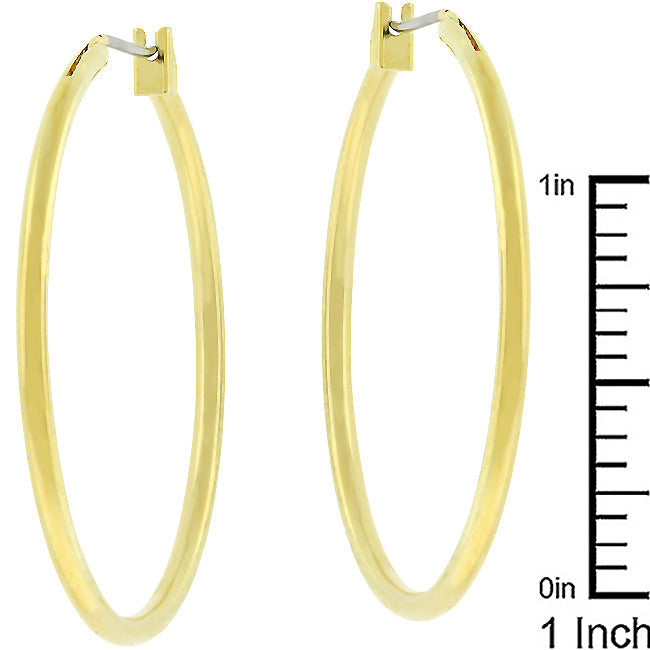 Goldtone 38mm Round Hoop Earrings