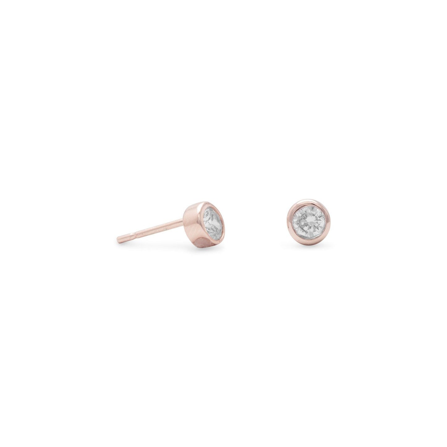 14k Rose Gold Plated Sterling Silver Cubic Zirconia Stud Earrings