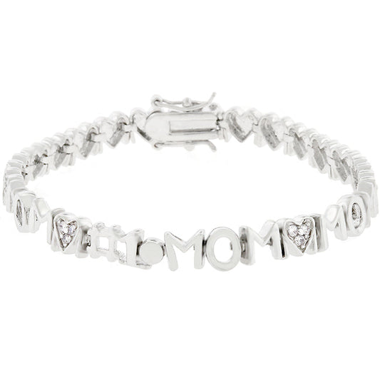 Silvertone Cubic Zirconia Mother's Day Charm Bracelet