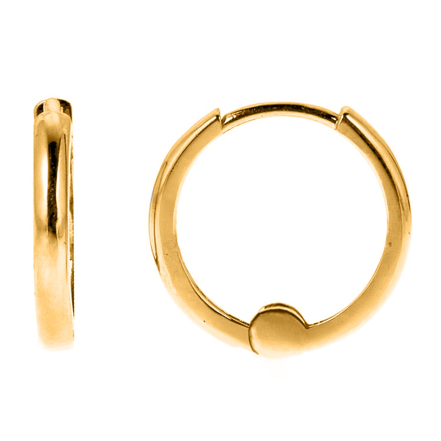 Genuine 14k Yellow Gold Extra Small 1.5mm Thin Hinged Hoop Earrings - 8mm Diameter