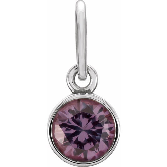 Genuine 14k White Gold 4mm Round Alexandrite CZ Birthstone Womens Bracelet Charm