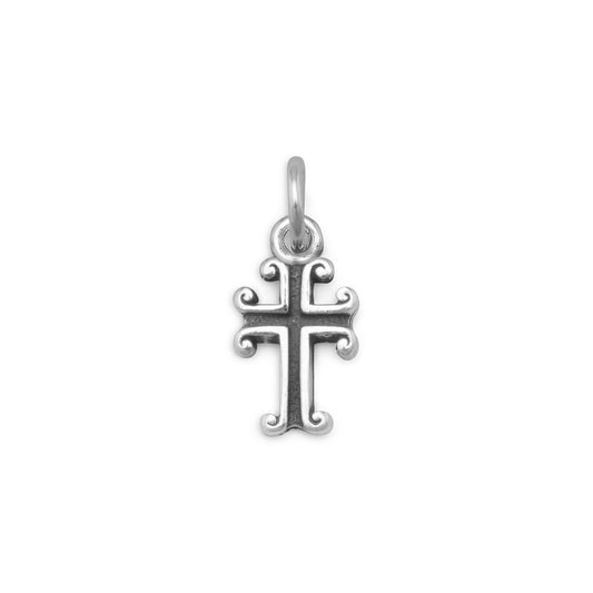 Authentic 925 Sterling Silver Oxidized Cross Women's Charm for Bracelet or Necklace