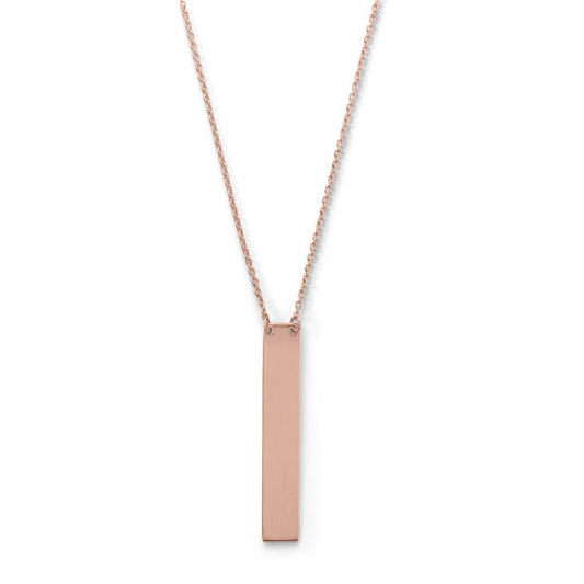 14k Rose Gold Plated Sterling Silver Vertical Bar Necklace